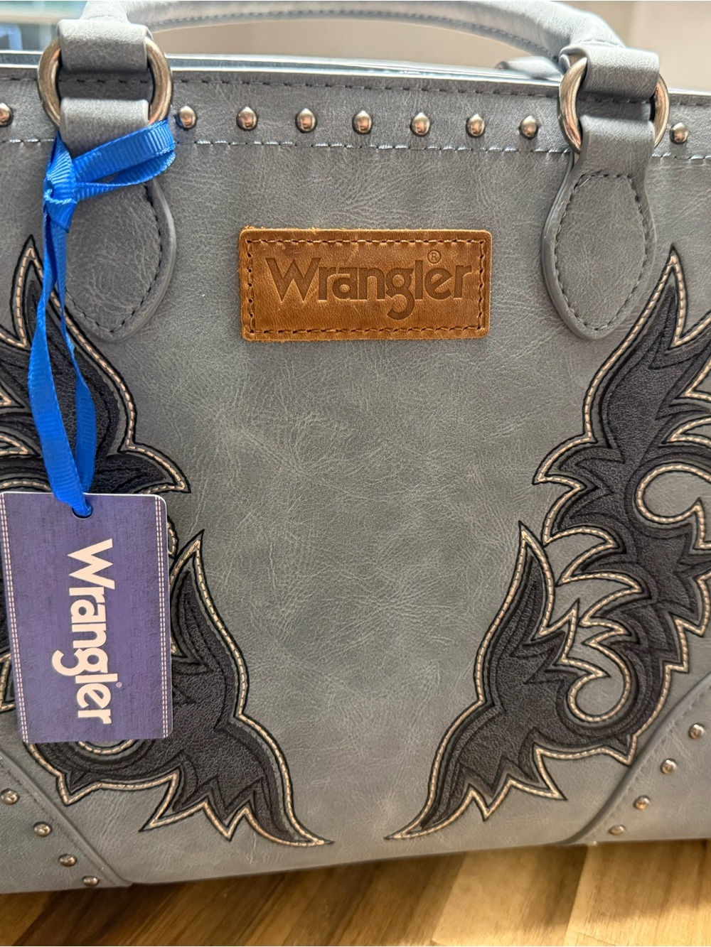 Wrangler Women's Blue Embroidered Tote Bag